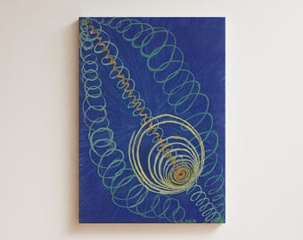 Hilma af Klint Blue Spiral Print | Gold Green Abstract Wall Art | Mid Century Modern