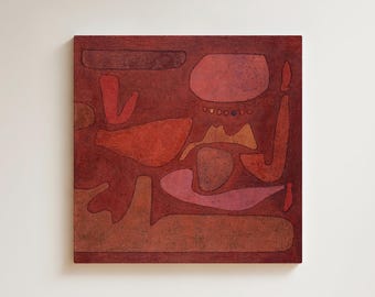 Vintage Art Print: Warm Red Abstract, Square Cotton Paper, Paul Klee