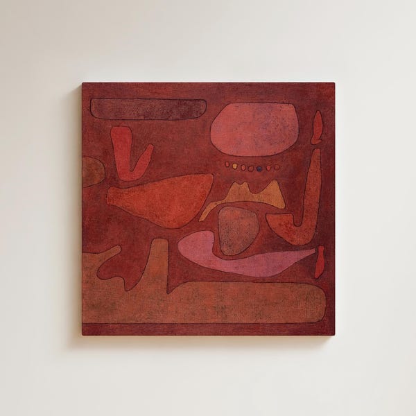 Paul Klee Deep Red Abstract Painting Print, Square Vintage Modernist Wall Art