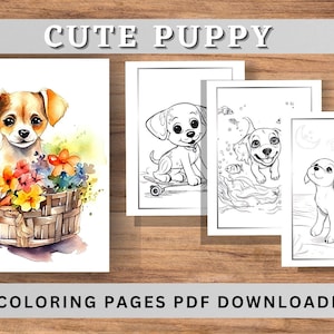 Dog Coloring Pages | Cute Puppy Coloring pages| Kids Coloring Pages | Digital Download