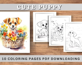 Cute Puppy Coloring Pages | Kids Activity (Digital Download)