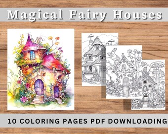 Fairy Houses Coloring Pages | Magical Fairy Houses Coloring Book |Coloring For Adult And Kids | Digital Product