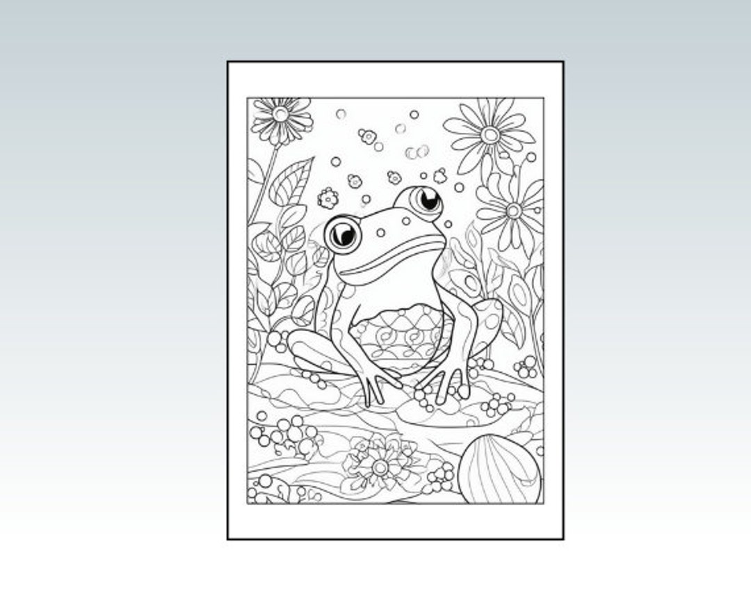 Kid Birthday Frog Coloring Pages Printable 8.5x11. 5 Pages. - Etsy
