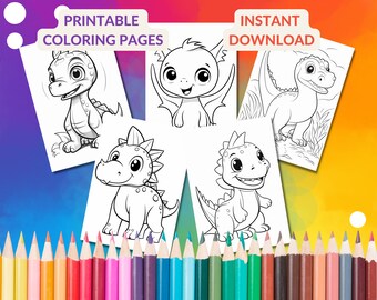 5 Cool Dino Coloring Pages: Fun Printable PDFs for Kids - Instant Download & Educational Fun!