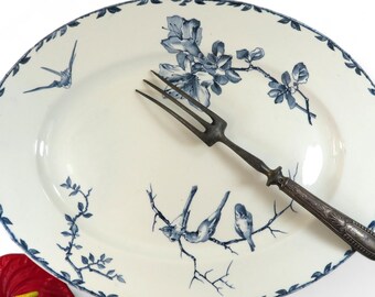 Large, very old oval platter signed L. CHANUT in ironstone