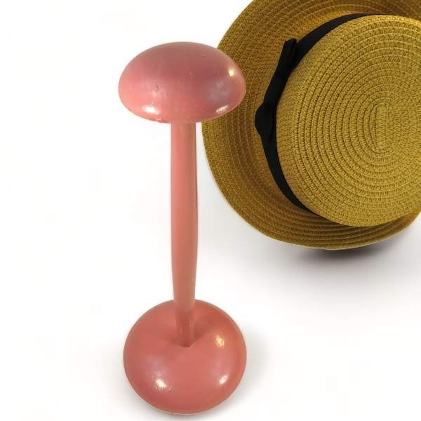 Porte chapeau Vintage en bois couleur rose poudré