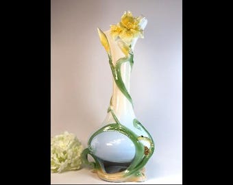 Stunning Barbotine Vase by Unicorn Studio
