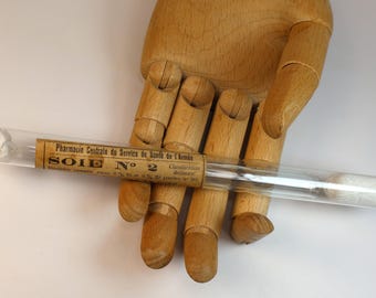 Rare! Antique sterile surgical suture tube ampoule from the French Army Medical Service