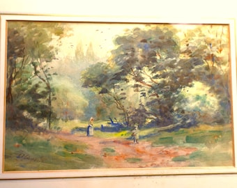 Beautiful original antique watercolor, framed and signed A. Shephard