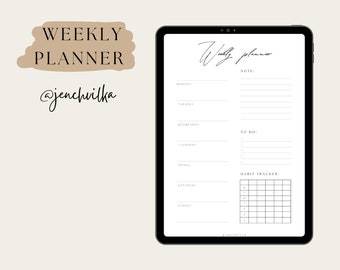 Weekly planner, pdf download, weekly planner printable