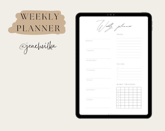 Weekly planner, pdf download, weekly planner printable
