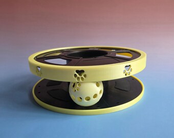 Interactive Cat Toy Ball Track Yellow Pet Activity Center with Paw Design