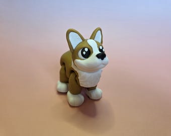 Articulated Corgi Figurine Keychain 3D Printed Dog Fidget Desk Pet Puppy Gift Toe Beans