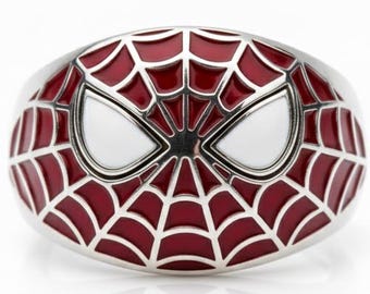 Spiderman Mask Ring Cosplay Smycken Tillbehör Spiderman Web Ring Sterling Silver Geek Ring Smycken Födelsedagspresent Honom