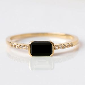 Black Onyx Ring-Baguette Cut Onyx Ring-Silver Ring-Art Deco Ring-14K Gold Ring-Black Diamond Ring-Ring for women-Minimalist ring-Dainty Ring