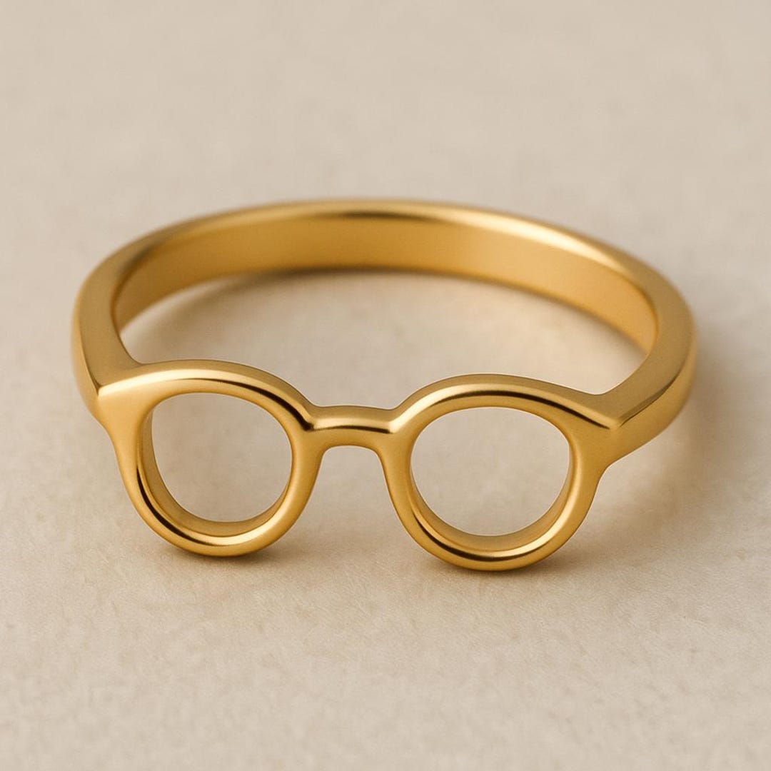 Gold Glasses Ring: Quirky Geek Chic Eyeglasses Band-minimalist Gold ...