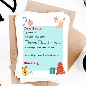 Letter to Santa, Child's letter to Santa, Easy to print santa letter, child Christmas letter to Santa image 2