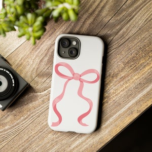 Pink Bow Phone Case, Coquette Bow Phone Case, Phone Case for her, Coquette aesthetic, pink bow aesthetic, bow phone case image 1