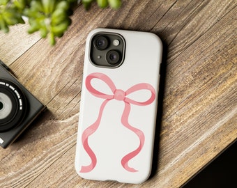 Pink Bow Phone Case, Coquette Bow Phone Case, Phone Case for her, Coquette aesthetic, pink bow aesthetic, bow phone case