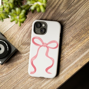 Pink Bow Phone Case, Coquette Bow Phone Case, Phone Case for her, Coquette aesthetic, pink bow aesthetic, bow phone case image 4