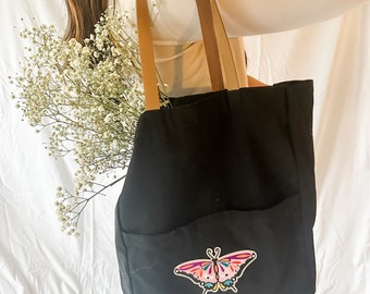 Tote Bag voor haar cadeau Butterfly Tote Bag Canvas Tote voor haar Cadeau voor verjaardag Tote voor lente Tas voor haar