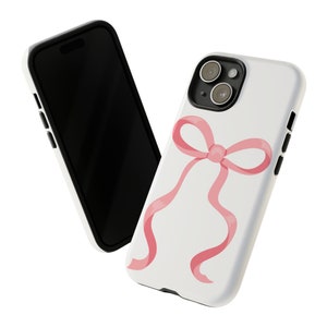 Pink Bow Phone Case, Coquette Bow Phone Case, Phone Case for her, Coquette aesthetic, pink bow aesthetic, bow phone case image 3