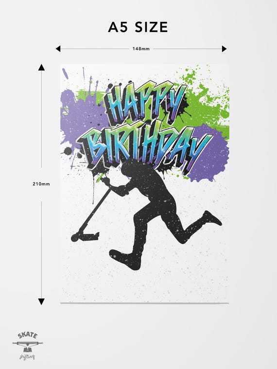 Geburtstag - Glückwunschkarte Im Format 11,5 X 17 Cm Mit Umschlag - Skateboard, 2,50