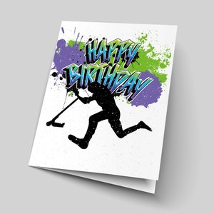 スクーターの誕生日カード | グラフィティ スタイル カード | スクーターに乗る人へのカード | カラフルな誕生日カード | スクーターに乗る子供へのギフト | スクーターのギフト
