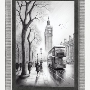 Europa London UK Big Ben Stadtbild Wand-Dekor Bleistift-Zeichnung