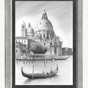 Europa Venedig Italien Stadtbild Wand-Dekor Bleistift-Zeichnung