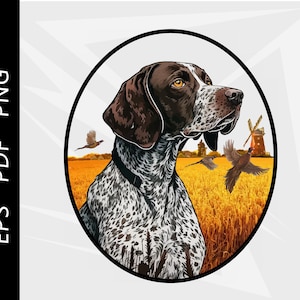 German Shorthaired Pointer Hunting Design, GSP, Pointer Dog , Pheasant hunting, Digital Download