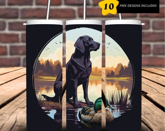 Black Lab Duck Hunting Tumbler Sublimation Design (Digital Download)