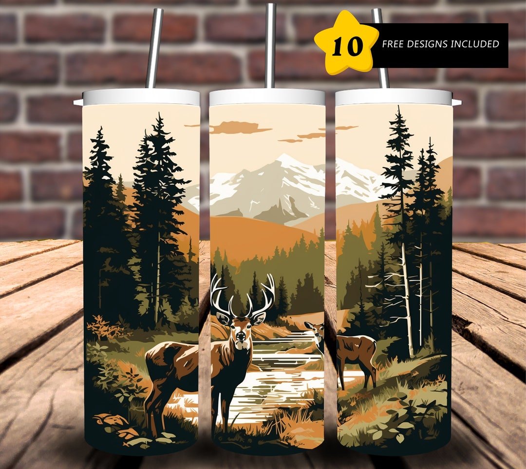 Whitetail Deer, 20 Oz Skinny Tumbler Sublimation Design Digital ...