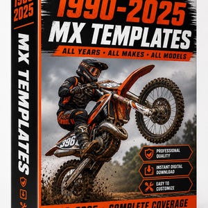 Pacchetto di modelli per motocross / Grafiche per moto da cross 1990-2025 / File modello MX / Download EPS e PDF