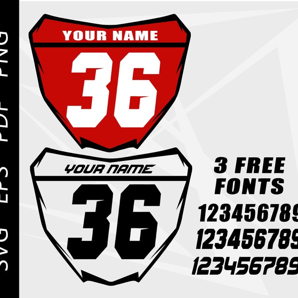 Motocross racing number plate, mx plate, custom mx number plate, svg,eps,pdf,png digital download