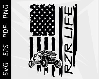 RZR Life American Flag Clipart (svg eps png pdf) (Digital Download)