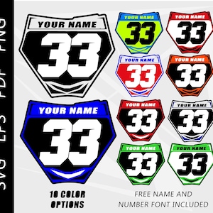 Benutzerdefinierte Motocross Nummernschild-Vorlage (svg, eps, png, pdf) (Digitaler Download)