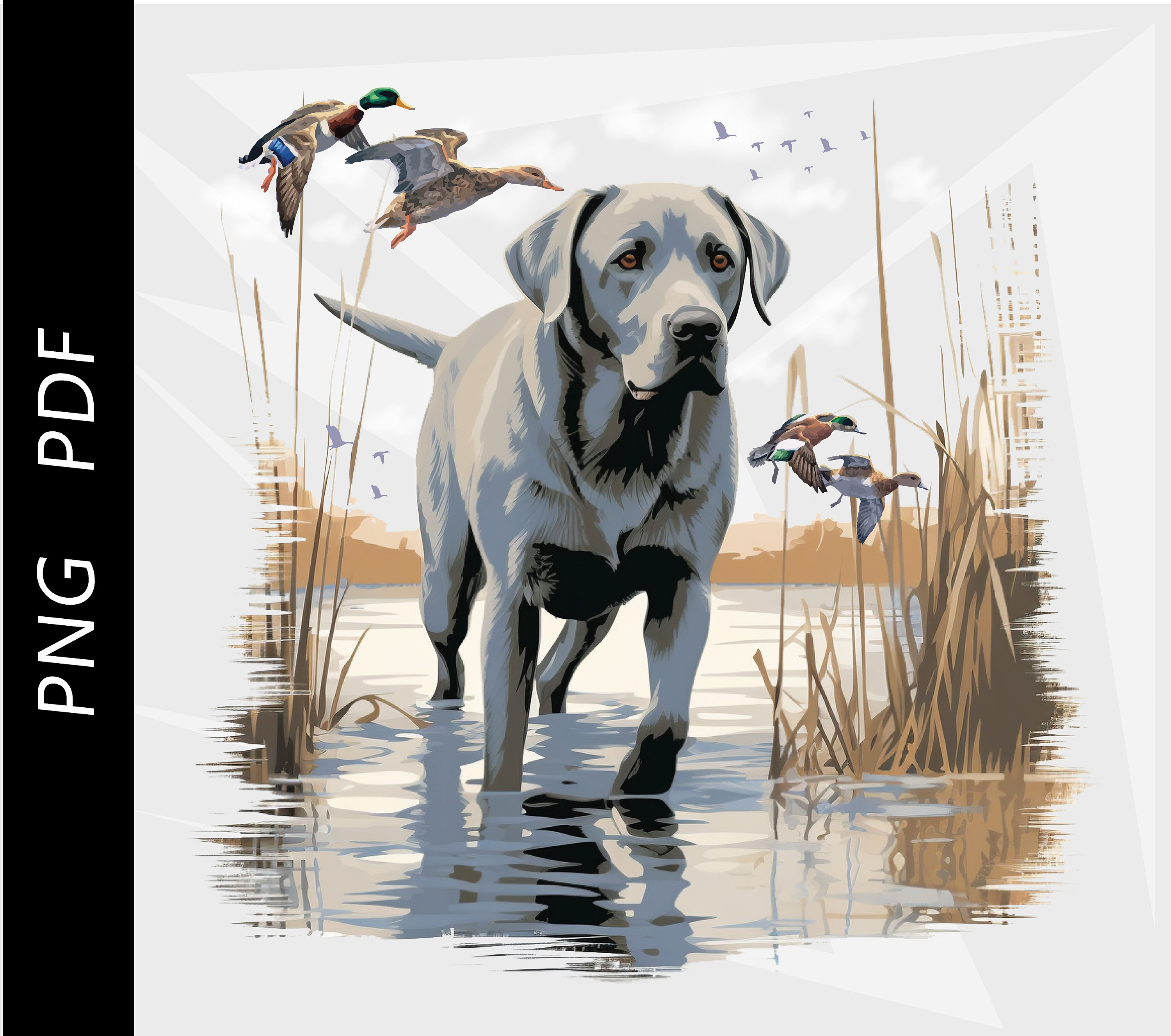 Silver Lab retriever Duck hunting dog mallard hunting Waterfowl design Digital Download