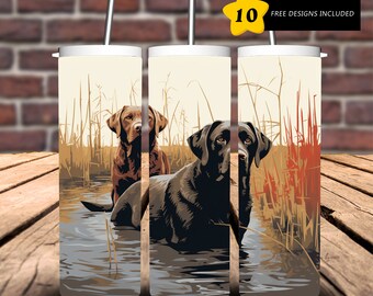 Lab Retrievers, Duck Hunting, bicchiere sottile da 20 once, design a sublimazione (download digitale)
