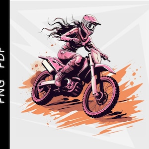 Moto girl, Motorcycle girl, MX girl Clipart, motocross clipart, mx shirt design, dirt bike, svg,eps,pdf,png digital download