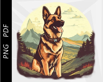 German Shepherd Vector Graphic, Dog Shirt Design (PDF, PNG)