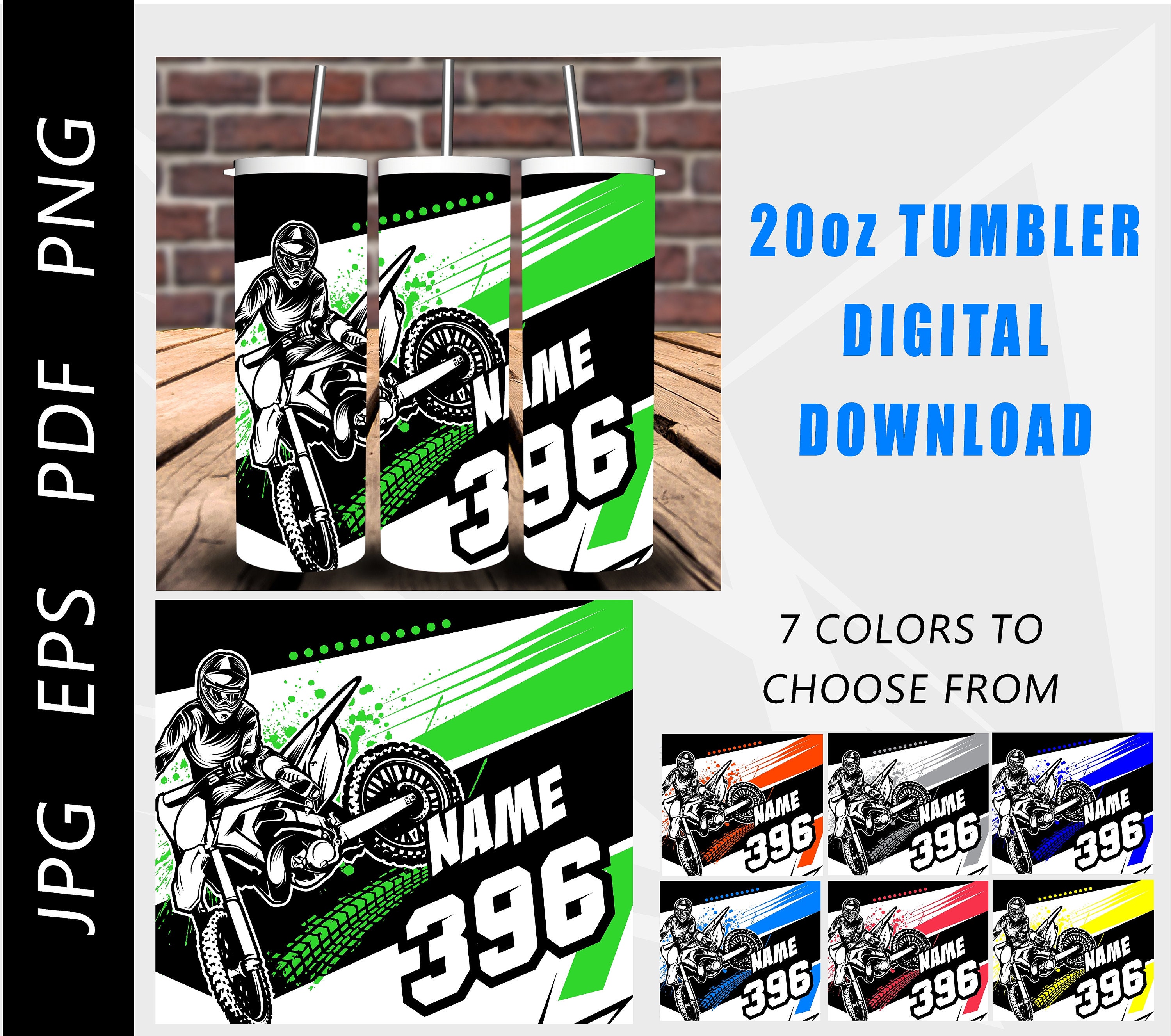 Custom Motocross Racing Tumbler, 20 Oz MX Tumbler , Motocross , Mx