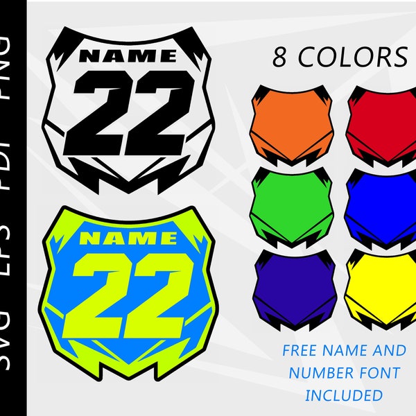 Motocross racing number plate, mx plate, custom mx number plate, svg,eps,pdf,png digital download