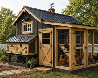 モダンファームハウス風鶏小屋の設計図｜8×12フィートのウォークイン型鶏小屋の建築ガイド（PDFダウンロード）