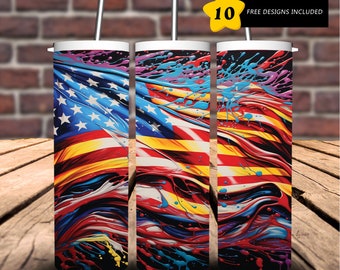 American Flag, 20 oz Skinny Tumbler Sublimation Design Digital Download PNG Instant DIGITAL ONLY.
