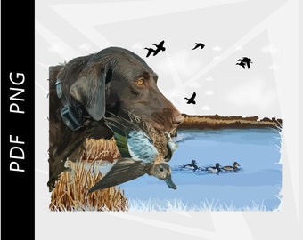 Black Lab Retriever, Duck hunting , Duck Dog, Waterfowl design, Digital Download