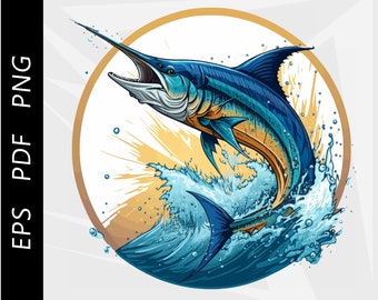 Colorful Sailfish Fishing Design, Offshore Art (Digital Download)