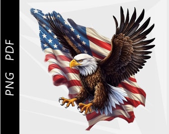 American Bald Eagle Vector, USA Flag Graphic (Digital Download)