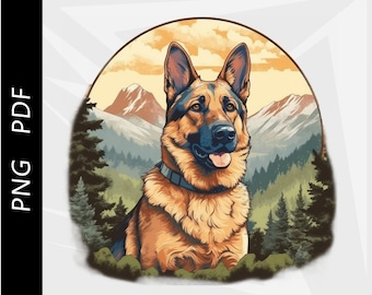 ジャーマンシェパードのベクター、犬用シャツのデザイン（PDF、PNG ファイル）