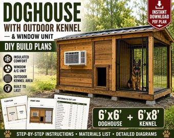 DIY犬小屋設計図｜断熱材入り犬小屋、エアコン、屋外運動場付き（PDFダウンロード）